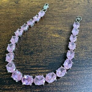 ❤️#45. Silver And Pink Crystal Tennis Bracelet